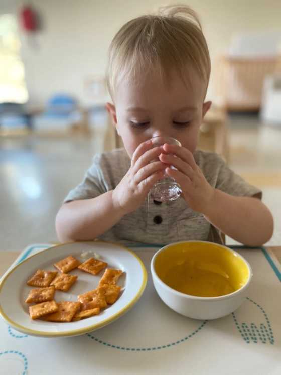 Preschooler drinking water